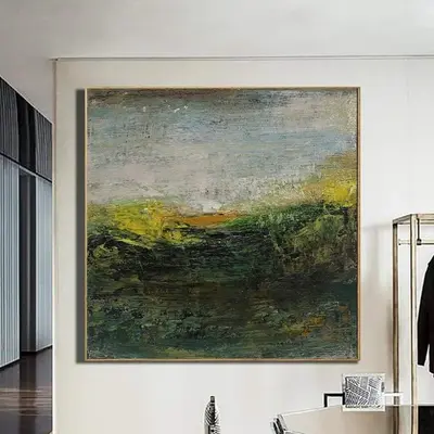 Landscape Paintings On Canvas Large Abstract Paintings Modern Green Paintings Original Wall Art Contemporary Wall Decor | GRE...
