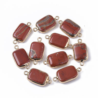 Edge Golden Plated Natural Red Jasper Links connectors