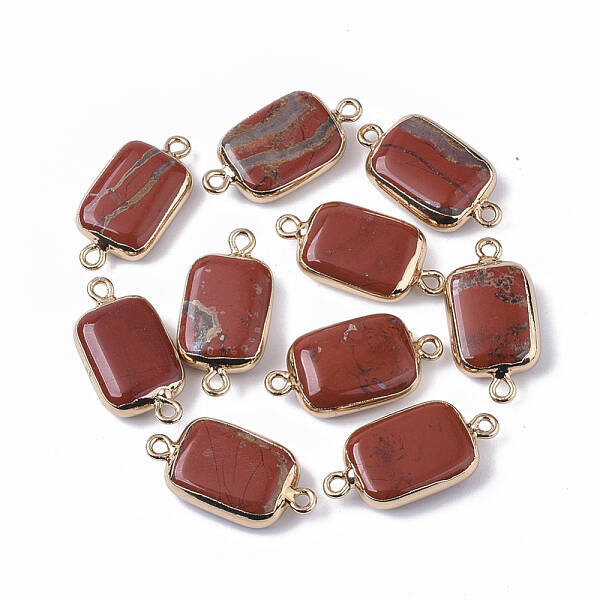 Edge Golden Plated Natural Red Jasper Links connectors
