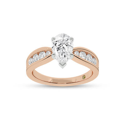 Verve Channel Set Bow Tied Shaped Pear Shape Lab Diamond Engagement Ring | 10K Rose Gold 4 3/4 CT. TW.