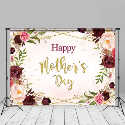 Roses Golden Line Happy Mothers Day Photo Backdrop - Aperturee