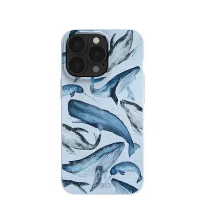 Powder Blue Whales iPhone 13 Pro Case
