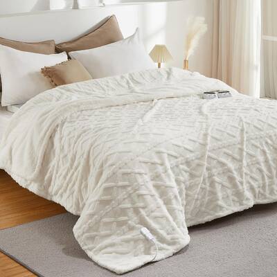 Garvee Electric Blanket Cal King Size Dual Control - Thick Tufted Sherpa Heated Blanket with 10 Heat Levels, 10 Time Settings...