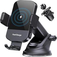 CHGeek Wireless 15W Fast Charger, Auto Clamping Holder for iPhone 16, 15, 14, 13, 12, 11 Pro, Xs, XS, Compatible with Various...
