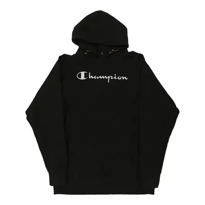 Champion Spellout Hoodie - XL Black Cotton