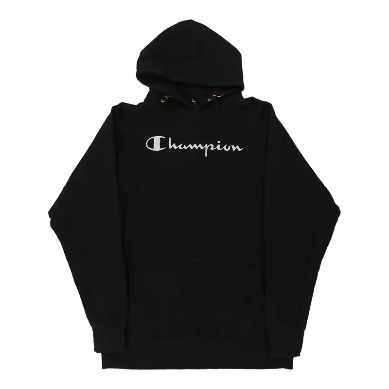 Champion Spellout Hoodie - XL Black Cotton