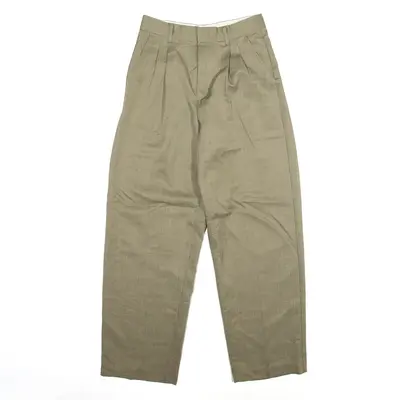 Pleated Trousers Green Relaxed Tapered Womens W24 L25