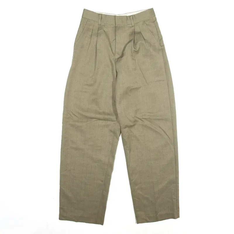 Pleated Trousers Green Relaxed Tapered Womens W24 L25