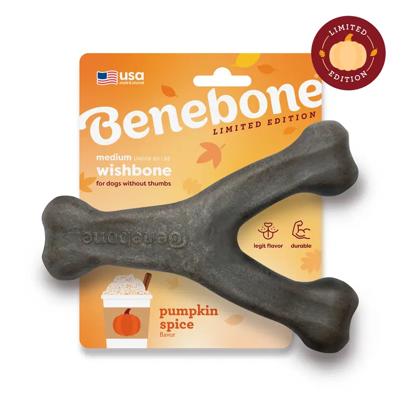 Pumpkin Spice Wishbone | Limited Edition Durable Dog Chew Toy | Real Flavor & Long-Lasting Play