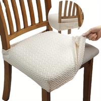 Seat Cover for Dining Room Chairs, Simple Casual Comfortable Chair Seat Cover, Dining Room Chair Cover, Stretch Jacquard Remo...