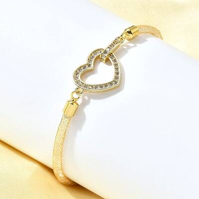 Brass Micro Pave Clear Cubic Zirconia Link Bracelets for Women