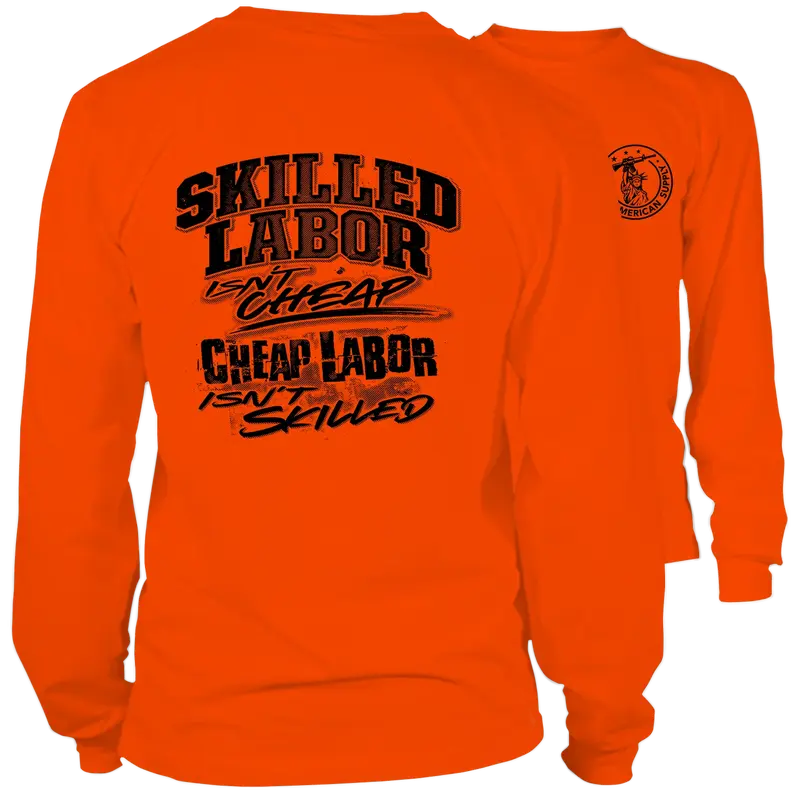 Skilled Labor - Long Sleeve Safety Orange Hi-Vis T-Shirt