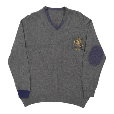 Conte Of Florence V-neck Jumper - Medium Grey Wool Blend