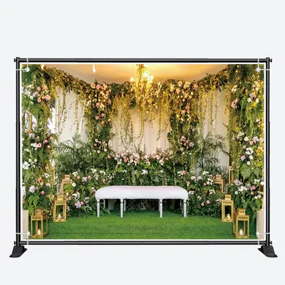 Green Vines Leaves Floral Hall Wedding Backdrop - Aperturee