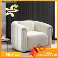 【Summer Sale】 Ebello Swivel Feature Chair with Plump Pillow, Modern Channel Dutch Velvet Upholstery Chair, Comfortable Ro...