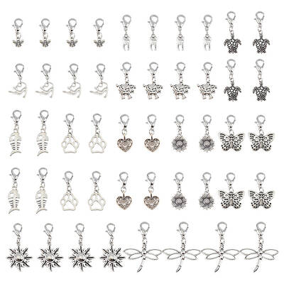 48Pcs 12 Styles Alloy Pendant Decorations