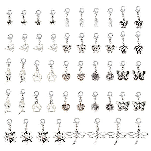 48Pcs 12 Styles Alloy Pendant Decorations
