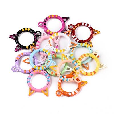 Spray Painted Alloy Spring Ring Clasps