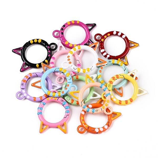 Spray Painted Alloy Spring Ring Clasps