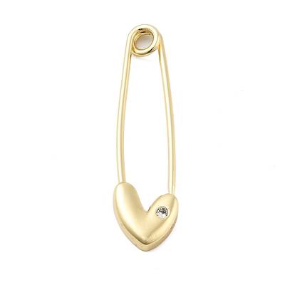 Brass Micro Pave Cubic Zirconia Safety Pins