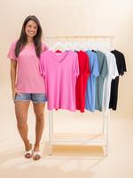 Zenana Cotton Short Sleeve V Neck Tee | S-3X