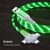 3 in 1 USB Charging Cable, Phone Charging Cable LED Lighting Data Cable, Glow in the Dark Data Cable, Charging Cable for iPho...