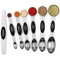 Stainless Steel Magnetic Spoons 7 Set with Leveler for Baking, Stackable Metallic Spice  Kitchen Utensils and Gadgets Measure...