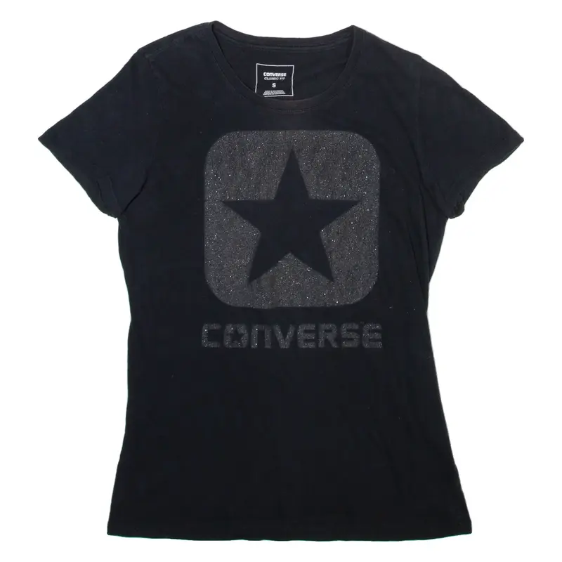 CONVERSE Womens T-Shirt Black S