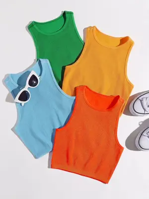 Women's Plain Tight Fitting Racer Back Sports Tank, Moisture Wicking Sweat Absorbing Quick Drying Active Athletic Tank Top fo...