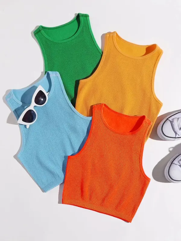 Women's Plain Tight Fitting Racer Back Sports Tank, Moisture Wicking Sweat Absorbing Quick Drying Active Athletic Tank Top fo...