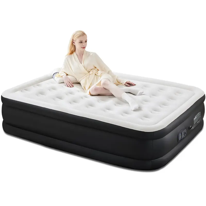 Air Mattress - Inflatable Blow Up Mattress Airbed with Built-in High Capacity Pump, Double Height, Adjustable, Non-Slip Botto...