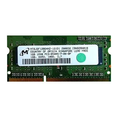 Micron MT8JSF12864HZ-1G1D1 | 1GB DDR3-1066MHz PC3-8500 Non-ECC Unbuffered SODIMM CL7 1Rx8 1.5V 204-Pin Memory Module