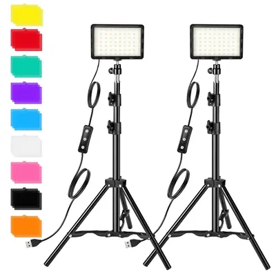 USB Powered LED Video Selfie Light & Tripod Stand Set for Summer, Photography Lighting Kit with 2*9 Color Filters, Video Lig...