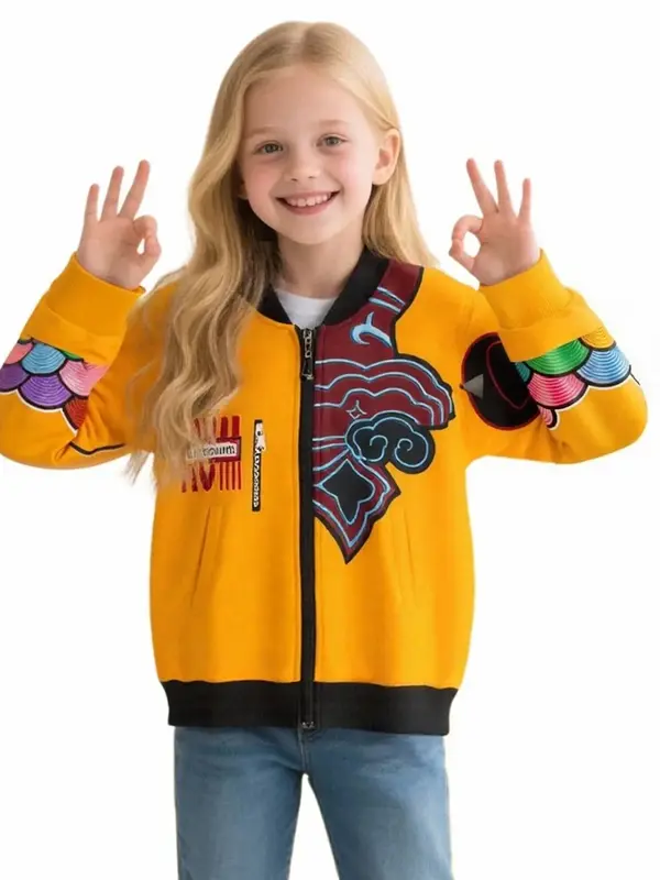 K-Pop Rumi Jacket Costume for Girls, Cool Daily Wear, Loose-Fitting Design, Regular Length, Moderate Fabric, All Seasons