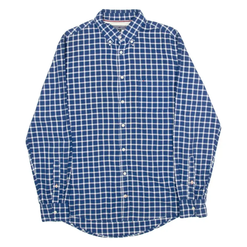 TOMMY HILFIGER New York Fit Mens Shirt Blue Gingham Long Sleeve M