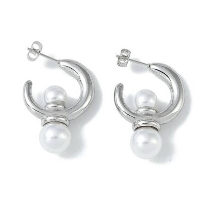 Pearl 304 Stainless Steel Stud Earrings