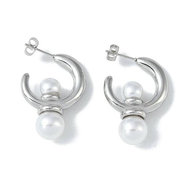 Pearl 304 Stainless Steel Stud Earrings