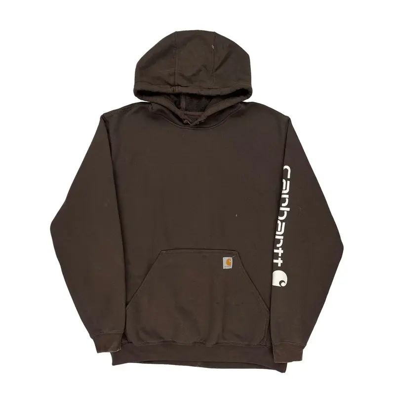 Carhartt Tall Hoodie - Large Brown Cotton Blend