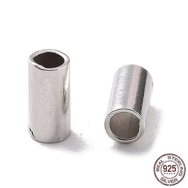 Anti-Tarnish Rhodium Plated 925 Sterling Silver Spacer Tube Beads