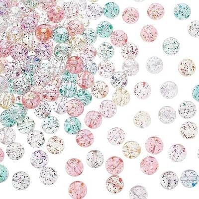 200Pcs Round AB Color Transparent Acrylic Beads