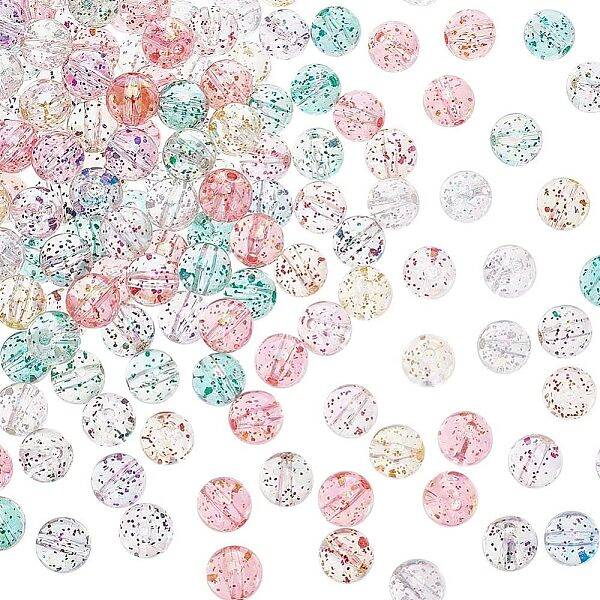 200Pcs Round AB Color Transparent Acrylic Beads