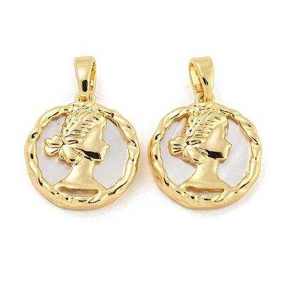 Brass Pave Shell Pendants