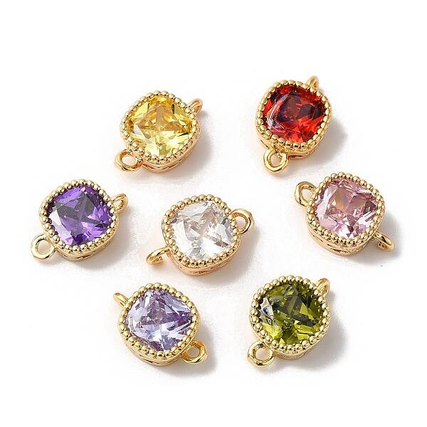 Brass Pave Glass Connector Charms