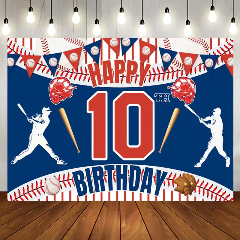 Aperturee Lively Baseball Theme 10Th Birthday Dynamic Backdrop