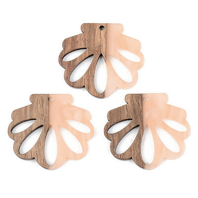 Opaque Resin & Walnut Wood Pendants