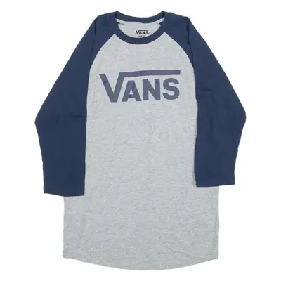 VANS Slim Fit Mens T-Shirt Grey 3/4 Sleeve S
