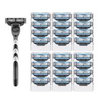 Men's Manual Shaver Set Shaver Holder & Replaceable Blade Set, 1 Count Razor Holder & Blades, Professional Sharp Manual Razor...