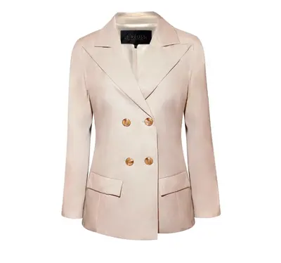 Louise Double-Breasted Wool Blazer | Size: Large | Color: Beige