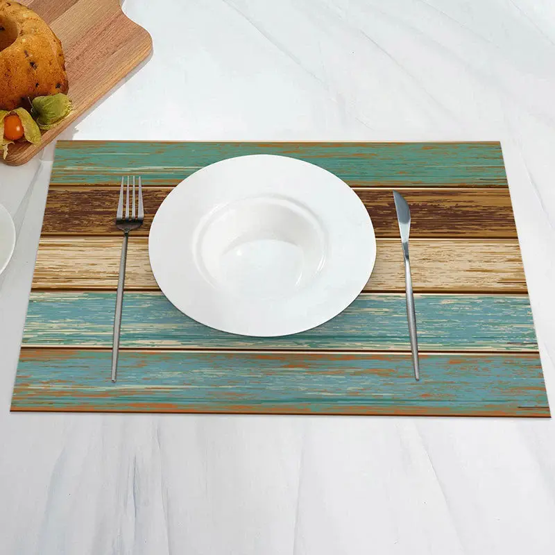 Vintage Faded Wooden Wall Texture Set Of 4 Placemats - Aperturee