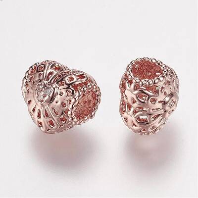 Brass Micro Pave Grade AAA Cubic Zirconia Beads